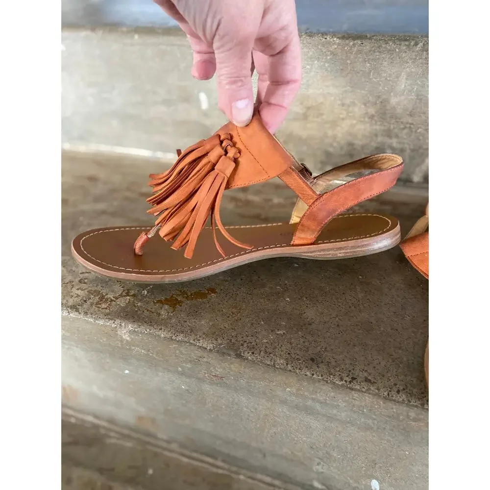 Lucky Brand tan leather tasseled thong flat sandal - Picture 5 of 7
